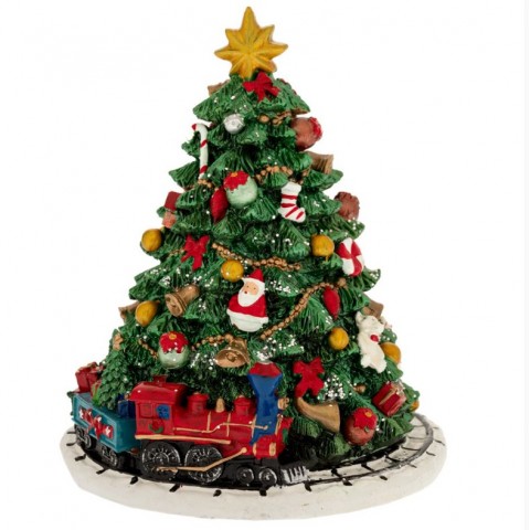 Iliadis ΠΡΑΣΙΝΟ ΠΟΛΥΡΕΖΙΝ ΚΟΥΡΔΙΣΤΟ ΣΤΟΛΙΣΜΕΝΟ ΔΕΝΤΡΟ ΜΕ ΜΟΥΣΙΚΗ ΚΑΙ ΤΡΕΝΑΚΙ 12Χ12Χ14,5cm (90500)