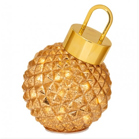 Iliadis ΧΡΥΣΗ ΓΥΑΛΙΝΗ ΜΠΑΛΑ ΜΕ LED ΦΩΣ Φ18cm ΜΠΑΤΑΡΙΑΣ ΠΕΡΙΣΤΡΕΦΟΜΕΝΗ (90913)