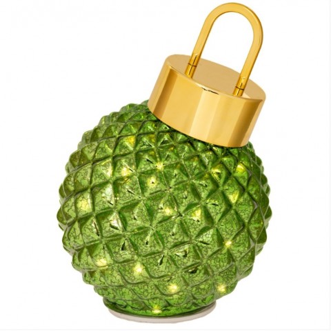 Iliadis ΠΡΑΣΙΝΗ ΓΥΑΛΙΝΗ ΜΠΑΛΑ ΜΕ LED ΦΩΣ Φ18cm ΜΠΑΤΑΡΙΑΣ ΠΕΡΙΣΤΡΕΦΟΜΕΝΗ (90915)