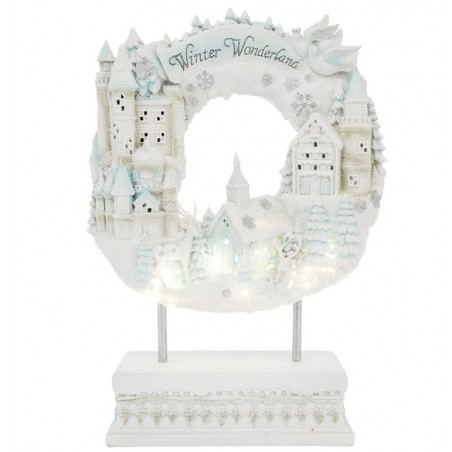 Iliadis ΛΕΥΚΟ ΠΟΛΥΡΕΖΙΝ/ΜΕΤΑΛΛΙΚΟ ΣΤΕΦΑΝΙ ΣΕ ΒΑΣΗ ΜΕ LED 34.5X13.5X48cm (90816)