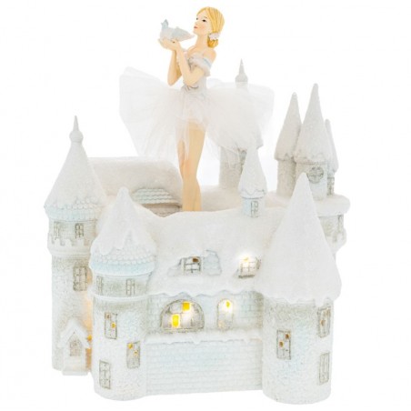 Iliadis ΛΕΥΚΟ ΜΟΥΣΙΚΟ ΚΑΣΤΡΟ ΜΕ ΠΕΡΙΣΤΡΕΦΟΜΕΝΗ ΜΠΑΛΑΡΙΝΑ ΜΕ LED 26Χ20Χ30cm ΠΟΛΥΡΕΖΙΝ (90813)