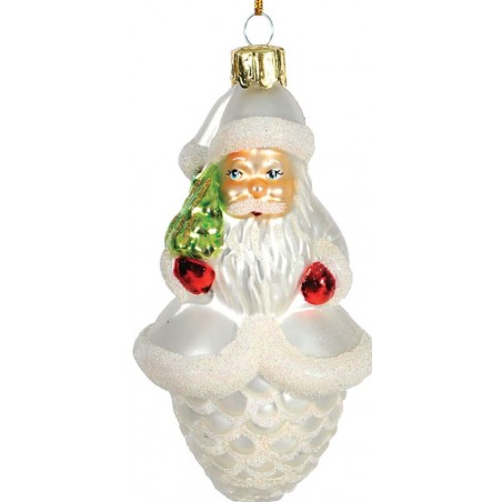 Lianos Γυάλινο Κρεμαστό Χριστουγεννιάτικο Στολίδι Άγιος Βασίλης Λευκ΄΄ος 12cm (613039)