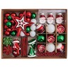 Lianos Σετ 86 Τεμαχίων, Κόκκινα, Λευκά,Πράσινα Διακοσμητικά Στολίδια 3-12cm Και Κορυφή 16cm (23794)