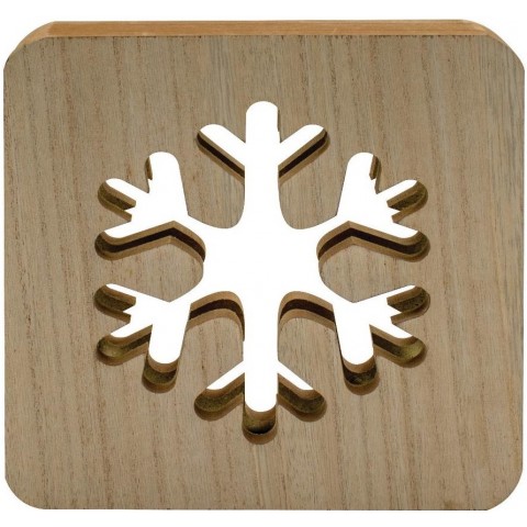 Lianos Ξύλινο Διακοσμητικό Xιονονιφάδα Με Led Θερμό Φωτισμό Με Usb Μετασχηματιστή,19 x 19(Η) x 3cm (80351)