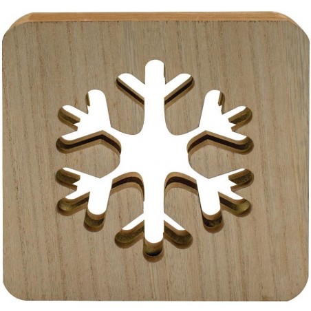 Lianos Ξύλινο Διακοσμητικό Xιονονιφάδα Με Led Θερμό Φωτισμό Με Usb Μετασχηματιστή,19 x 19(Η) x 3cm (80351)