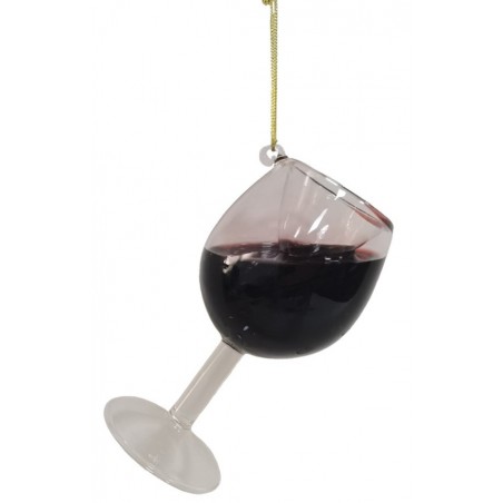 Lianos Γυάλινο Κρεμαστό Χριστουγεννιάτικο Στολίδι Ποτήρι Κρασί 5,3 x 5,3 x 10cm (26189)