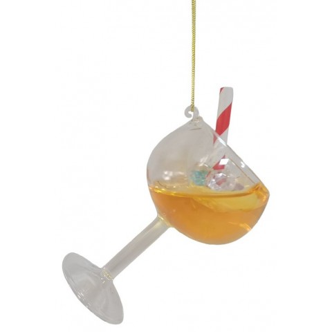 Lianos Γυάλινο Κρεμαστό Χριστουγεννιάτικο Στολίδι Ποτήρι Κοκτ΄έιλ 6,1 x 6,1 x 11cm (26186)
