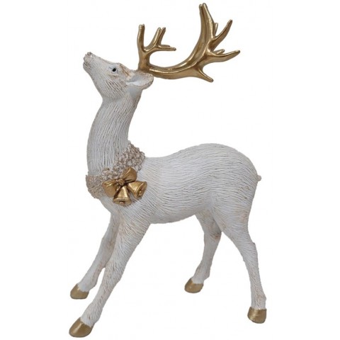 Lianos Πολυρεζίν Διακοσμητικό Ελάφι Λευκό-Χρυσό 27,5(h)cm (26142)