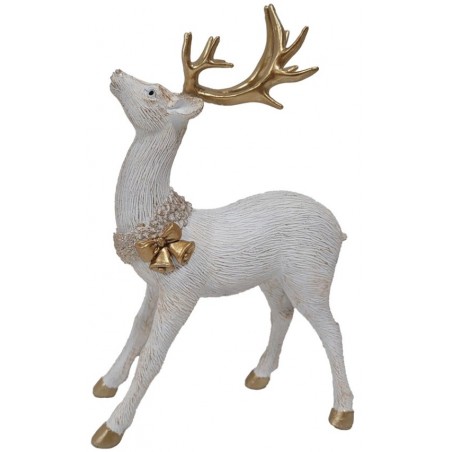 Lianos Πολυρεζίν Διακοσμητικό Ελάφι Λευκό-Χρυσό 27,5(h)cm (26142)