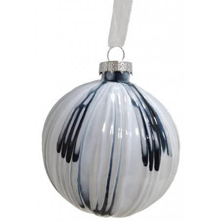 Lianos Μπλε Γυάλινη Χριστουγεννιάτικη Μπάλα 8cm , Σετ των 6 Τεμαχίων , 6 Σχέδια (26208)