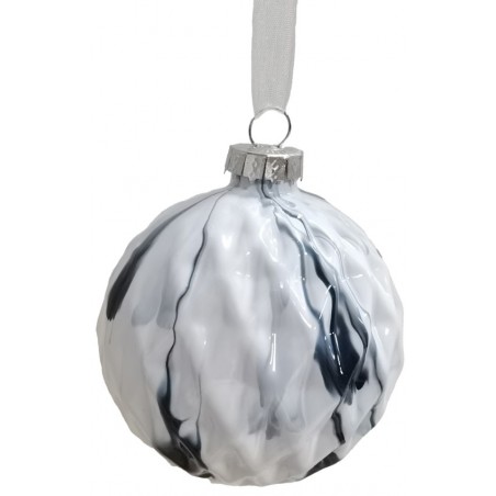 Lianos Μπλε Γυάλινη Χριστουγεννιάτικη Μπάλα 8cm , Σετ των 6 Τεμαχίων , 6 Σχέδια (26208)