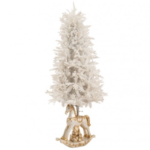 Iliadis Λευκή-Χρυσή Κεραμική Βάση Δέντρου Σε Σχήμα Κουνιστό Άλογο 42Χ42Χ44 cm (87009)