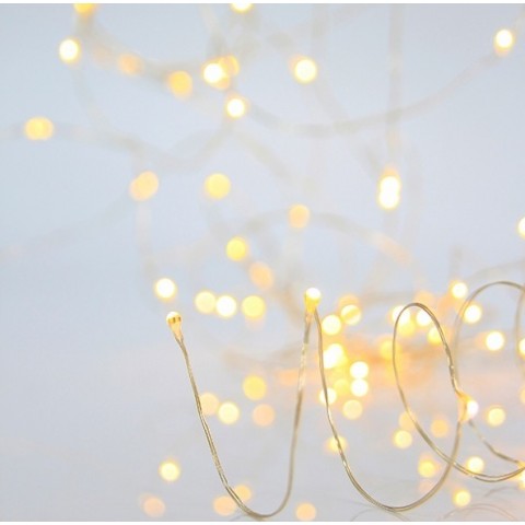 EUROLAMP ΣΕΙΡΑ, 100 ΜΙΝΙ LED, ΣΤΑΘΕΡΟ, ΑΣΗΜΙ ΧΑΛΚΙΝΟ ΚΑΛΩΔΙΟ, ΘΕΡΜΟ ΛΕΥΚΟ LED, ANA 10cm, ΠΡΟΕΚΤΑΣΗ ΠΑΡΟΧΗΣ 5m, ΙΡ44 600-07301