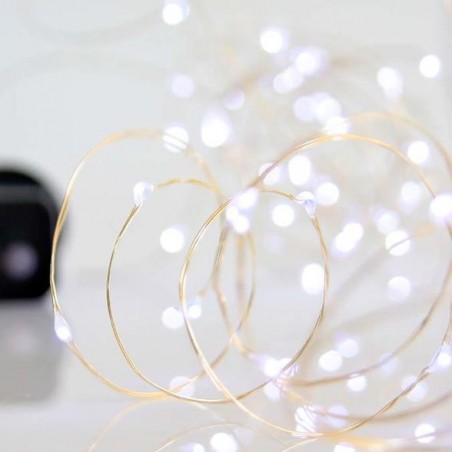 EUROLAMP ΣΕΙΡΑ, 100 MINI LED, 8 ΠΡΟΓΡΑΜΜΑΤΑ & ΜΝΗΜΗ, ΑΣΗΜΙ ΧΑΛΚΙΝΟ ΚΑΛΩΔΙΟ, ΛΕΥΚΟ LED ANA 10cm, ΙΡ44 600-11740