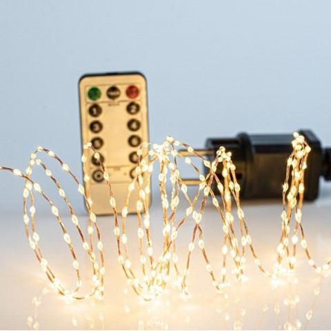 EUROLAMP ΣΕΙΡΑ, 300 MINI LED, 8 ΠΡΟΓΡΑΜΜΑΤΑ & ΜΝΗΜΗ, ΤΗΛΕΧΕΙΡΙΣΤΗΡΙΟ, ΜΠΡΟΝΖΕ ΧΑΛΚΙΝΟ ΚΑΛΩΔΙΟ, ΘΕΡΜΟ ΛΕΥΚΟ LED, ΙΡ44 600-07181