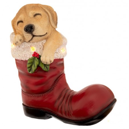 Iliadis ΚΟΚΚΙΝΗ ΠΟΛΥΡΕΖΙΝ ΜΠΟΤΑ ΜΕ ΣΚΥΛΑΚΙ ΠΟΥ ΚΟΙΜΑΤΑΙ ΚΑΙ LED ΦΩΣ 22Χ13Χ24cm (90727)