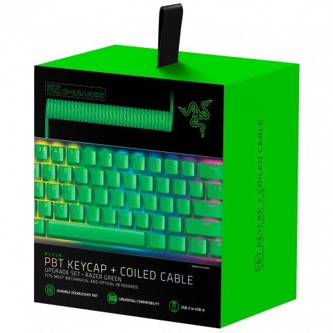 Razer GREEN COILED CABLE + PBT KEYCAP Upgrade Set