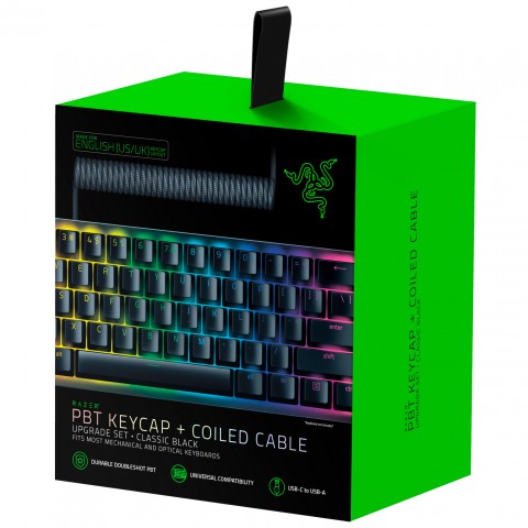 Razer Classic BLACK COILED CABLE + PBT KEYCAP Upgrade Set