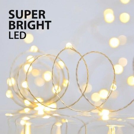 100 MINI LED ΣΕ ΣΕΙΡΑ, 3,5V, ΕΞΤΡΑ ΦΩΤΕΙΝΟΤΗΤΑ, ΑΣΗΜΙ ΧΑΛΚΟΣ, ΘΕΡΜΟ ΛΕΥΚΟ LED ANA 10CM, ΙΡ44 600-11703