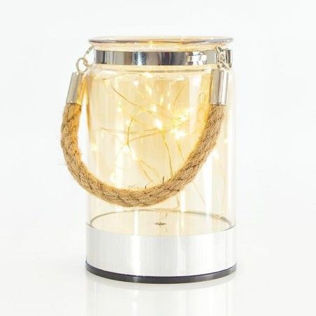 ΦΑΝΑΡΙ ΓΥΑΛΙΝΟ, ΜΕ 10 LED, ΜΠΑΤΑΡΙΑΣ, ΧΡΩΜΑ ΚΕΧΡΙΜΠΑΡΙ 12CM X 8CM 600-42350