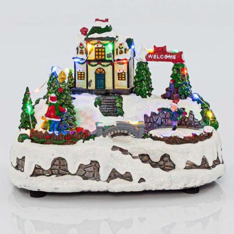 600-43422 ΧΡΙΣΤΟΥΓΕΝΝΙΑΤΙΚΗ ΠΛΑΤΕΙΑ, ΦΩΤΙΖΟΜΕΝΗ ΜΕ ΜΟΥΣΙΚΗ ΚΑΙ ΚΙΝΗΣΗ, 22X15,5X17,5CM