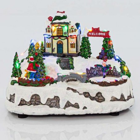 600-43422 ΧΡΙΣΤΟΥΓΕΝΝΙΑΤΙΚΗ ΠΛΑΤΕΙΑ, ΦΩΤΙΖΟΜΕΝΗ ΜΕ ΜΟΥΣΙΚΗ ΚΑΙ ΚΙΝΗΣΗ, 22X15,5X17,5CM