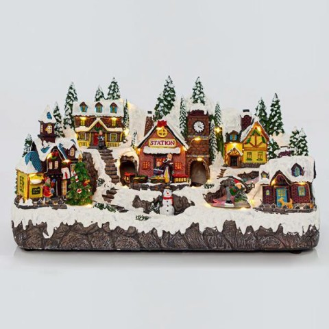 EUROLAMP ΧΡΙΣΤΟΥΓΕΝΝΙΑΤΙΚΟ ΧΩΡΙΟ, ΜΕ ΜΑΓΑΖΙΑ ΚΑΙ ΠΑΓΟΔΡΟΜΙΟ, ΜΕ ΜΟΥΣΙΚΗ ΚΑΙ ΚΙΝΗΣΗ, 43x20x24cm 600-43423