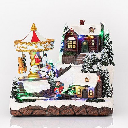 EUROLAMP ΧΡΙΣΤΟΥΓΕΝΝΙΑΤΙΚΟ ΧΩΡΙΟ ΜΕ ΚΑΡΟΥΖΕΛ, 24 LED, ΜΕ ΜΕΤΑΣΧΗΜΑΤΙΣΤΗ, ΜΕ ΜΟΥΣΙΚΗ ΚΑΙ ΚΙΝΗΣΗ, 22,5x15,5x20,5cm 600-44810