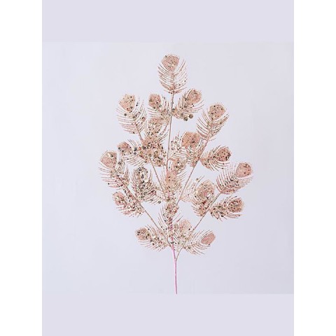ΚΛΑΔΙ ΡΟΖ, ΜΕ GLITTER ΚΑΙ ΠΟΥΛΙΕΣ, 75cm 600-45341