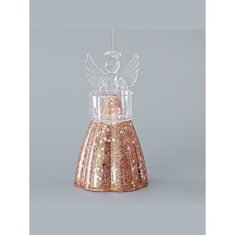 ΓΥΑΛΙΝΟΣ ΑΓΓΕΛΟΣ, ΔΙΑΦΑΝΟ-ΡΟΖ, 7,5x8x14cm 600-45135