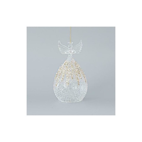 ΓΥΑΛΙΝΟ ΣΤΟΛΙΔΙ, ΑΓΓΕΛΟΣ, ΔΙΑΦΑΝΟ ΜΕ ΧΡΥΣΟ GLITTER, ΣΕΤ 2ΤΜΧ, 9,5x17,5cm 600-45134