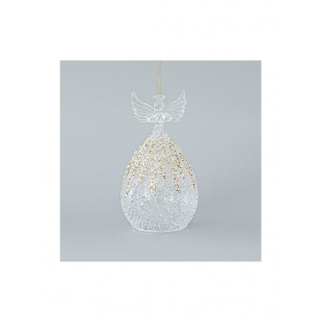 ΓΥΑΛΙΝΟ ΣΤΟΛΙΔΙ, ΑΓΓΕΛΟΣ, ΔΙΑΦΑΝΟ ΜΕ ΧΡΥΣΟ GLITTER, ΣΕΤ 2ΤΜΧ, 9,5x17,5cm 600-45134