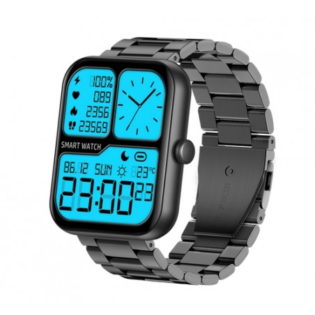 SMARTWATCH ΜΑΥΡΟ ΜΕ ΜΠΡΑΣΕΛΕ ΚΑΙ ΛΟΥΡΑΚΙ OEM