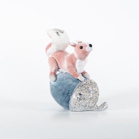 ΒΕΛΟΥΔΙΝΟΣ ΣΚΙΟΥΡΟΣ, ΡΟΖ, ΜΕ ΜΠΛΕ ΚΟΥΚΟΥΝΑΡΙ, 16X22CM 600-44683