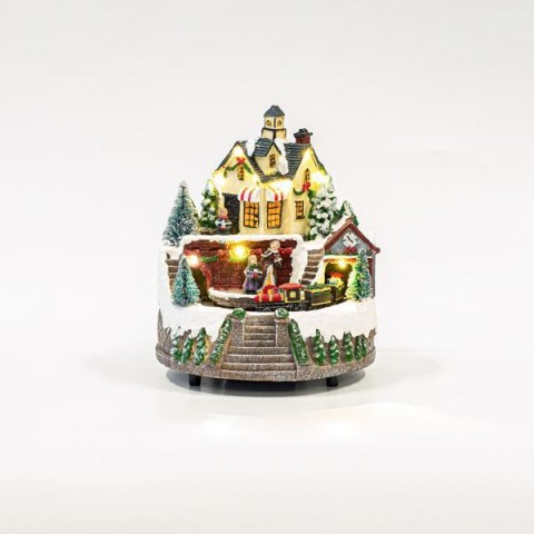 ΧΡΙΣΤΟΥΓΕΝΝΙΑΤΙΚΟΣ ΣΤΑΘΜΟΣ, ΜΕ ΜΕΤΑΣΧΗΜΑΤΙΣΤΗ, 9 LED, ΜΕ ΜΟΥΣΙΚΗ ΚΑΙ ΚΙΝΗΣΗ, 17X16,5X20CM 600-45619