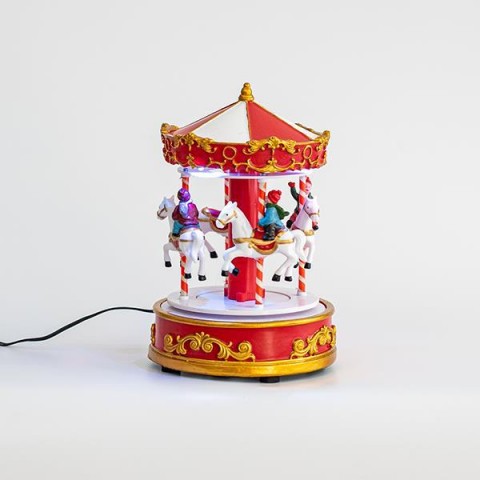 ΚΟΚΚΙΝΟ ΚΑΡΟΥΖΕΛ, 3 LED, ΜΕ ΜΕΤΑΣΧΗΜΑΤΙΣΤΗ, ΜΕ ΚΙΝΗΣΗ, 16X16X22CM 600-44847