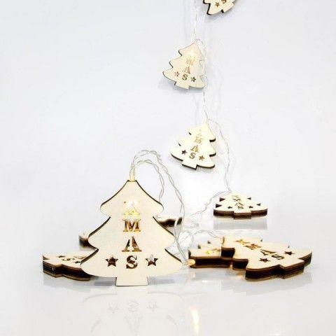 EUROLAMP 10 ΘΕΡΜΑ ΛΕΥΚΑ LED ΜΕ ΞΥΛΙΝΑ ΔΕΝΤΡΑΚΙΑ, ΜΠΑΤΑΡΙΑΣ, ΑΝΑ 15 ΕΚ, 600-11125