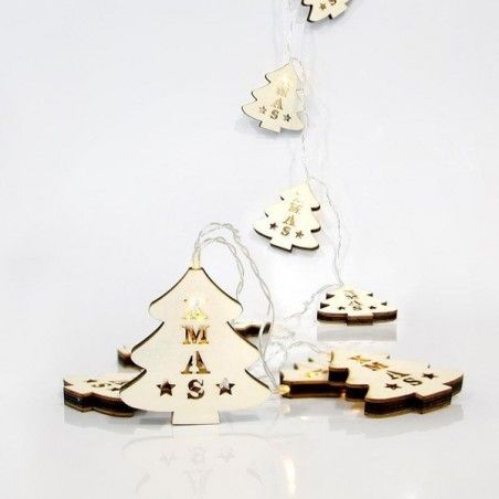 EUROLAMP 10 ΘΕΡΜΑ ΛΕΥΚΑ LED ΜΕ ΞΥΛΙΝΑ ΔΕΝΤΡΑΚΙΑ, ΜΠΑΤΑΡΙΑΣ, ΑΝΑ 15 ΕΚ, 600-11125