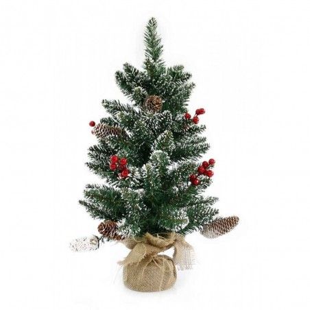 EUROLAMP ΧΡΙΣΤΟΥΓΕΝΝΙΑΤΙΚΟ ΕΠΙΤΡΑΠΕΖΙΟ ΔΕΝΔΡΟ ΧΙΟΝΙΣΜΕΝΟ, ΣΤΟΛΙΣΜΕΝΟ ΜΕ ΣΑΚΙ ΚΑΙ BERRIES 60cm 600-30006